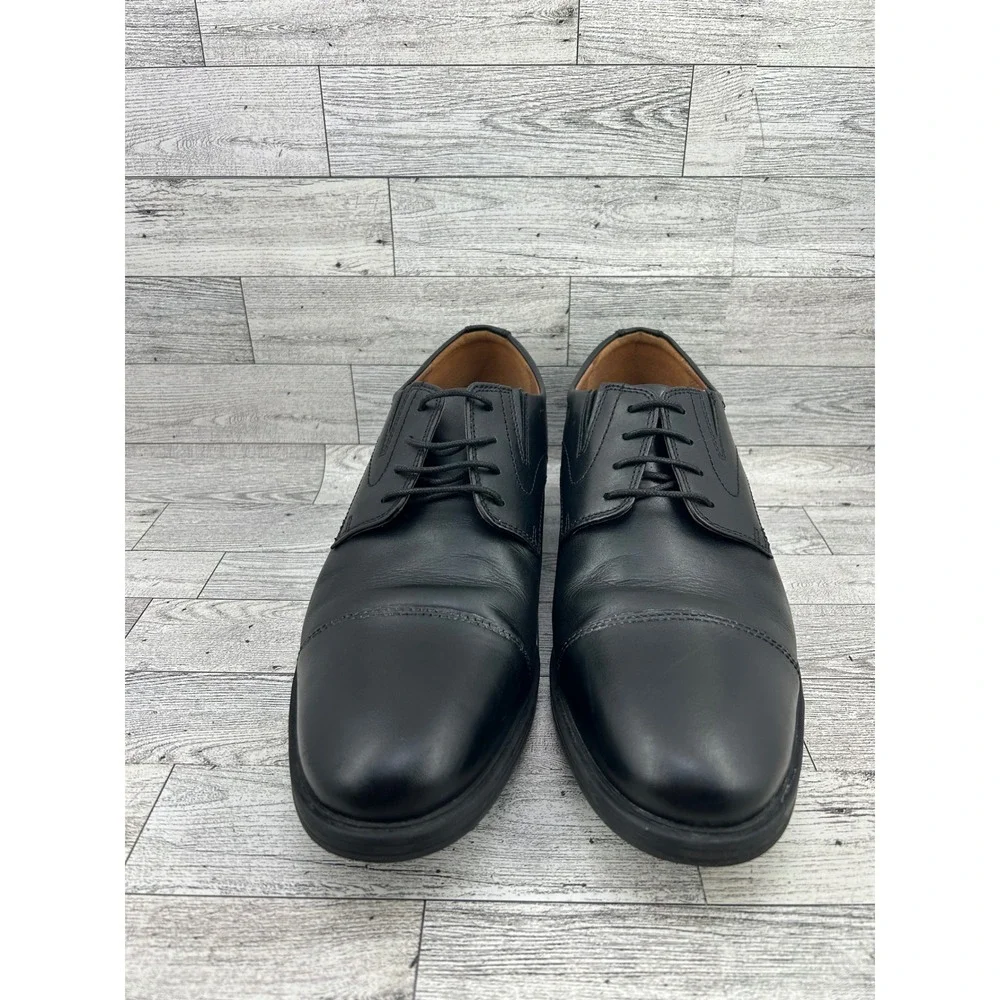Clarks Mens Black Leather Cap‎ Toe Oxford Dress Shoes Comfort Size 10W